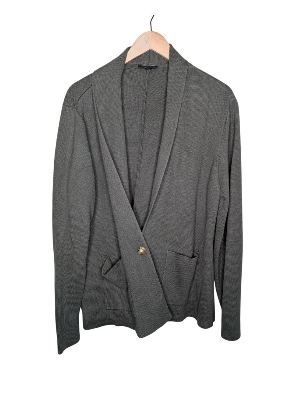 Summersalt Olive Green Open-Front Blazer Sweater Cardigan 1XL Organic cotton